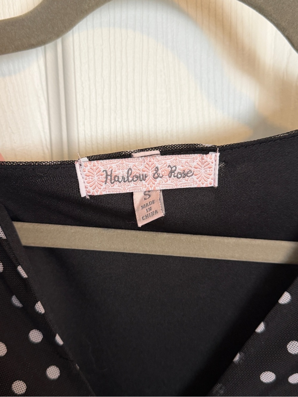 Harlow & Rose Black White Polka Dot Midi Dress Tie Waist Sheer Sleeve Size Small - Picture 5 of 8